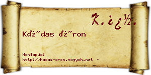 Kádas Áron névjegykártya